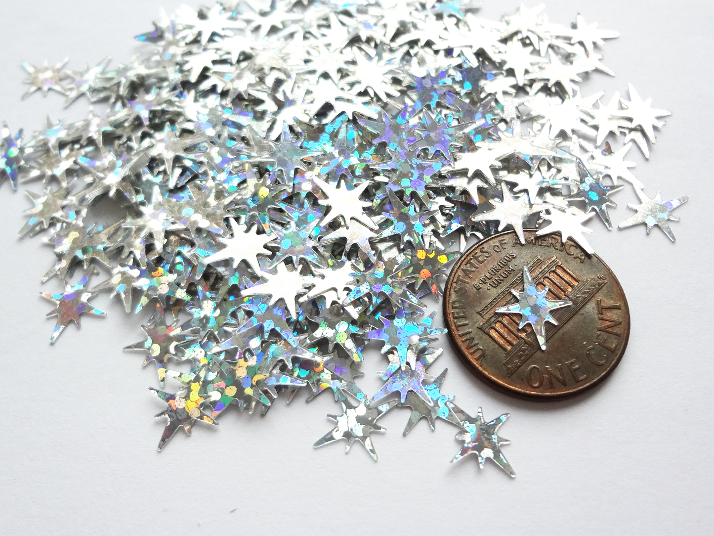 Hologram Silver Starburst Sequins, 9x8mm