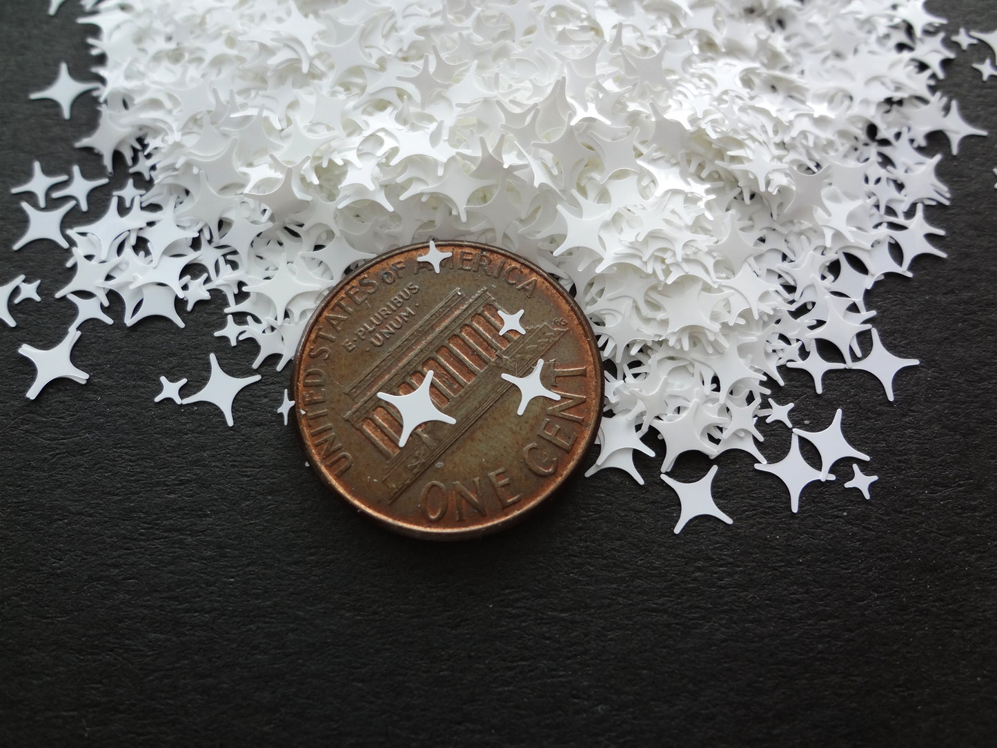 Translucent Glossy White Four Point Stars Glitter, 2mm, 4mm and 5mm mix