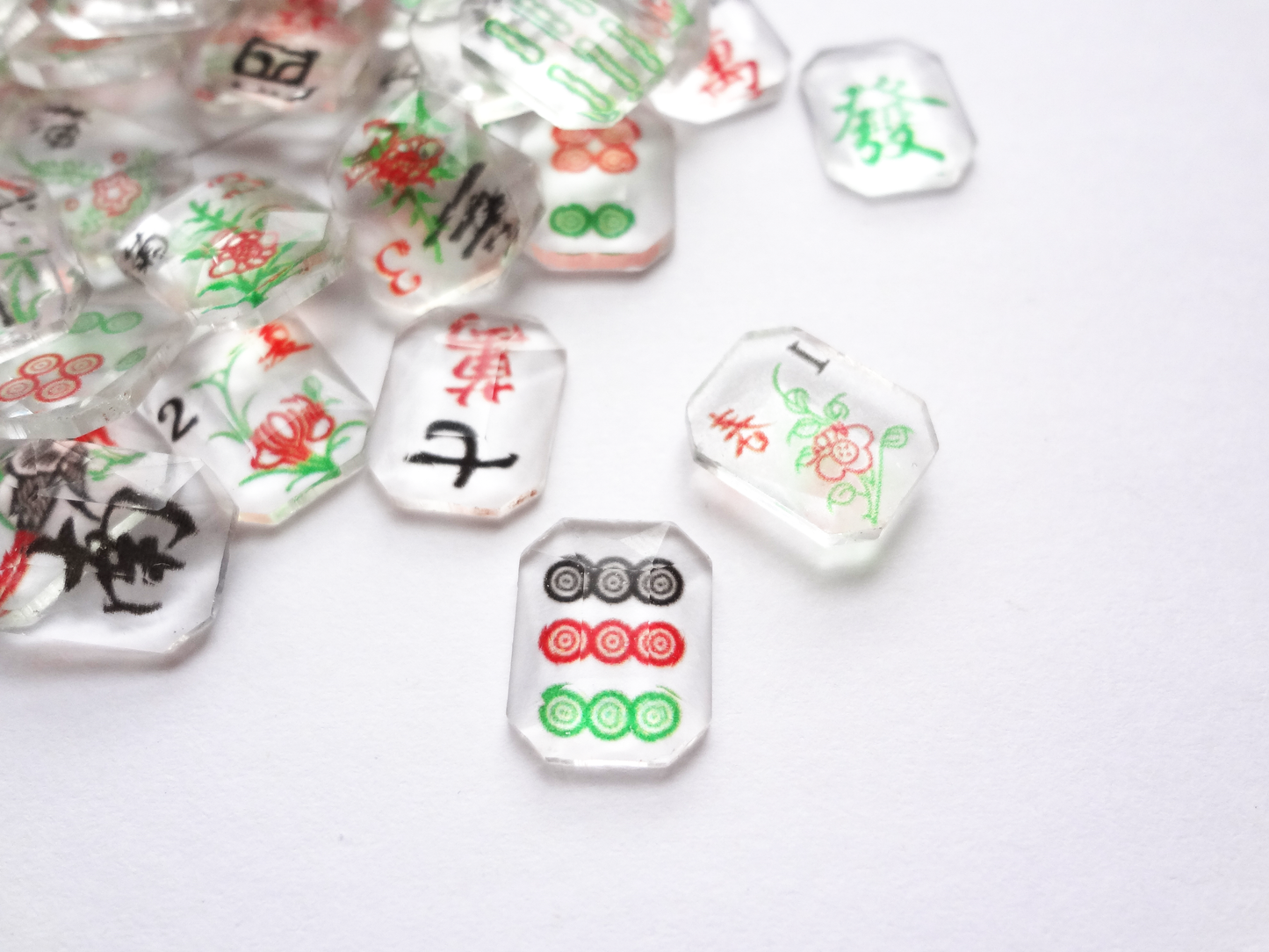 10x8mm Clear Glass 3D Mahjong Tiles