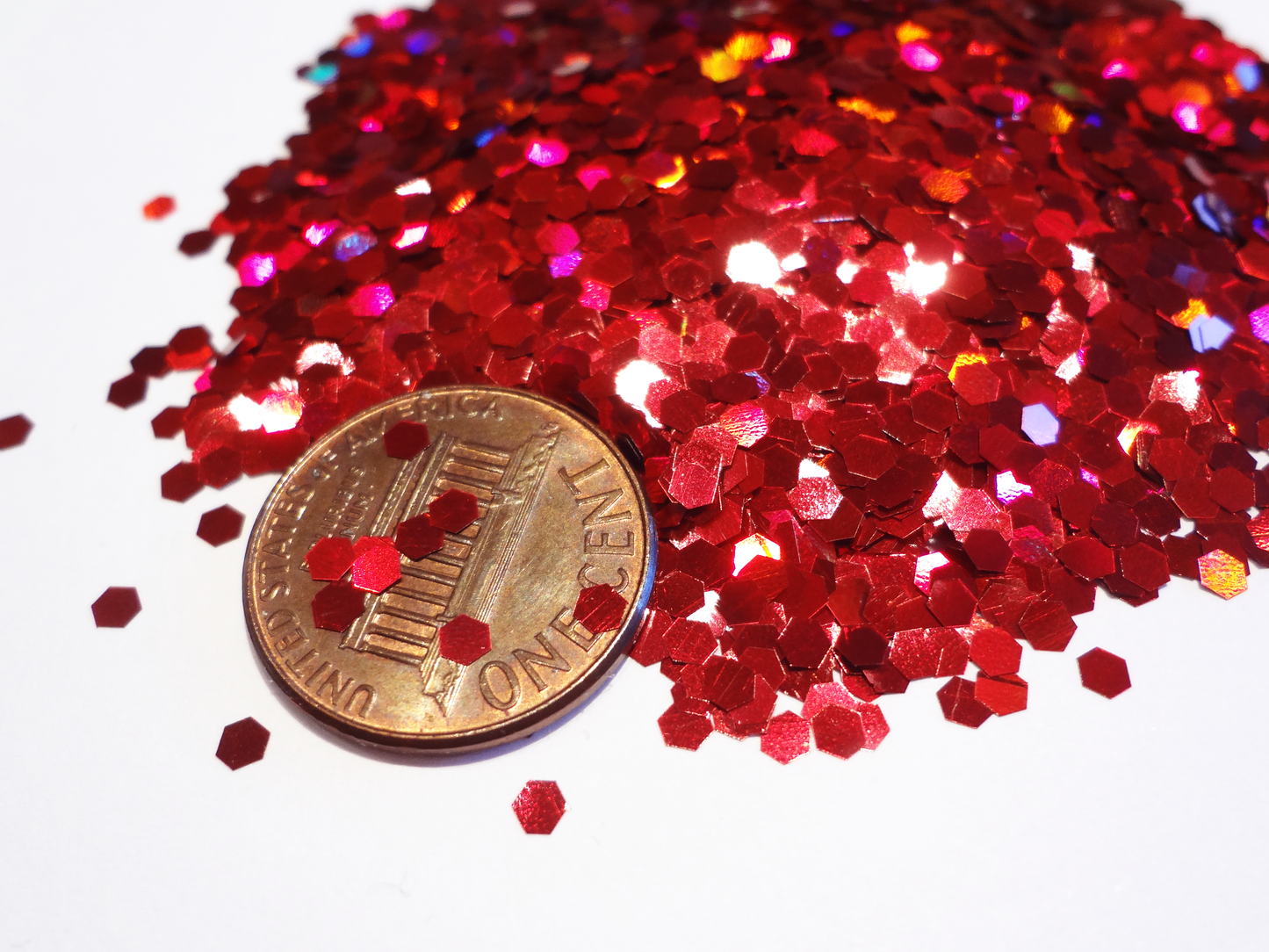 Holographic Laser Red Loose Glitter, .080" Hex, 2mm, 1/12