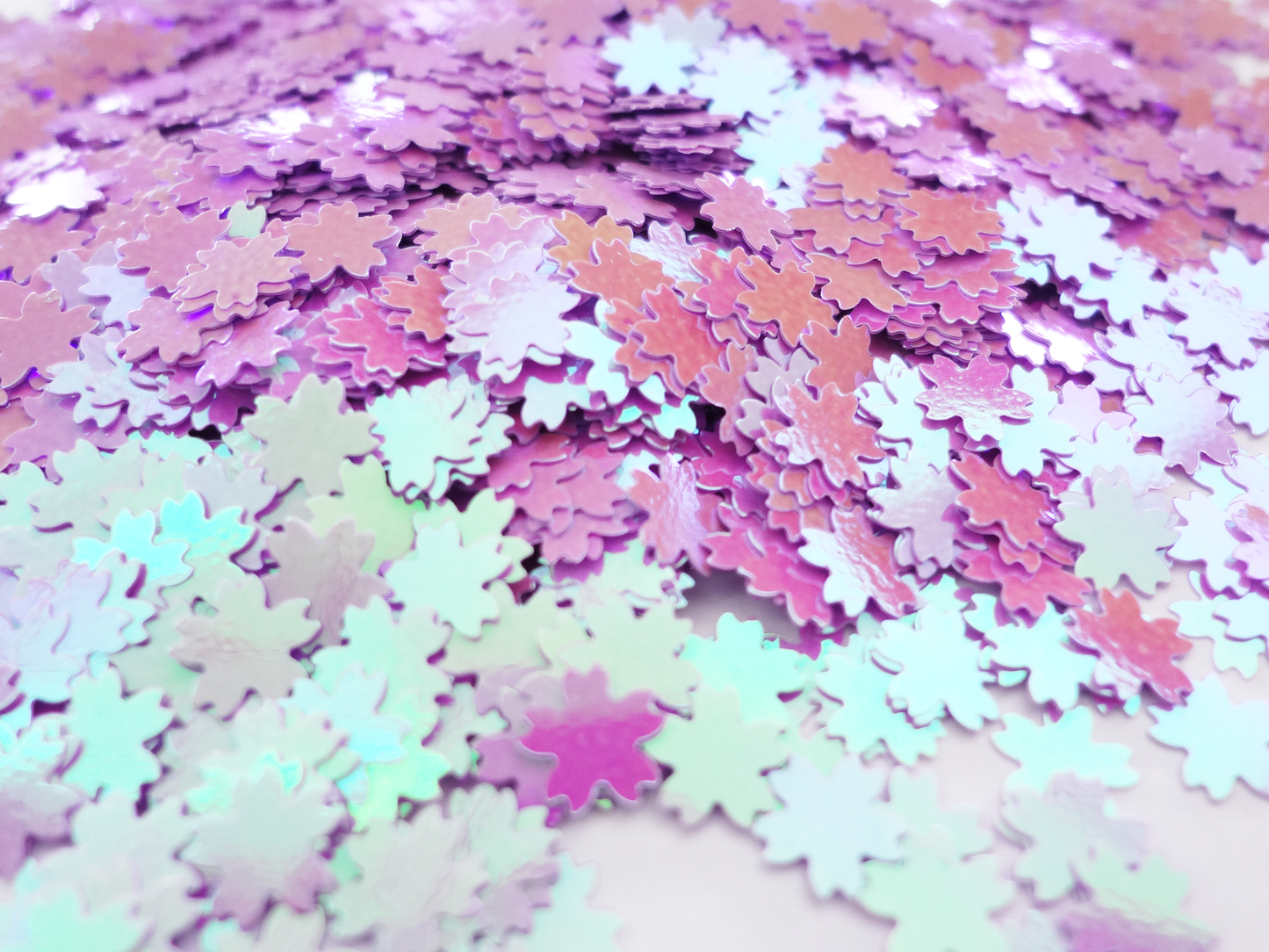 Iridescent Light Magenta Purple Cherry Blossom Flower Glitter, 5mm