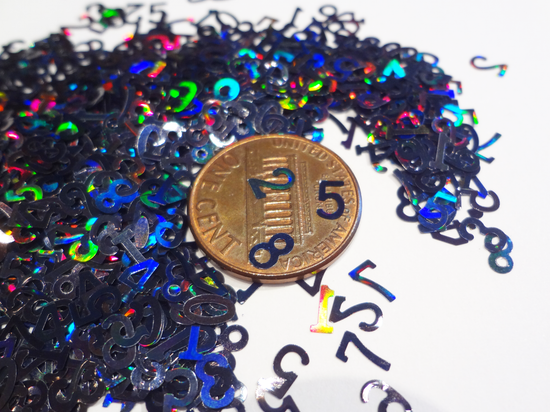 Holographic Black Numbers Glitter, 5mm