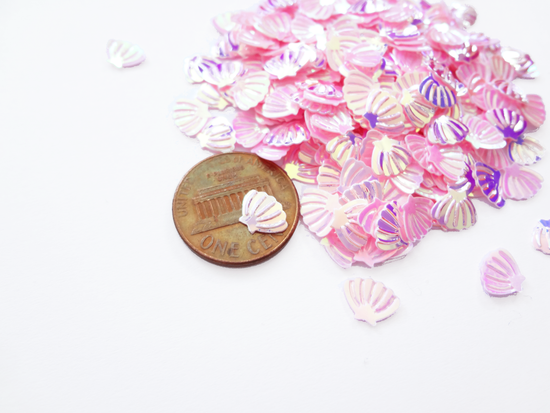 Iridescent Pink Seashell Sequins, 8mm