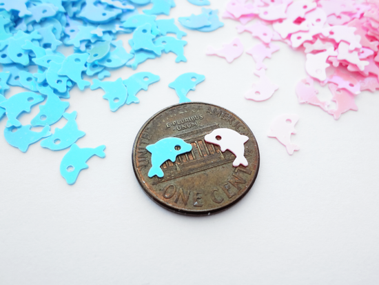 Iridescent Dolphins, Pink or Blue 7x5mm