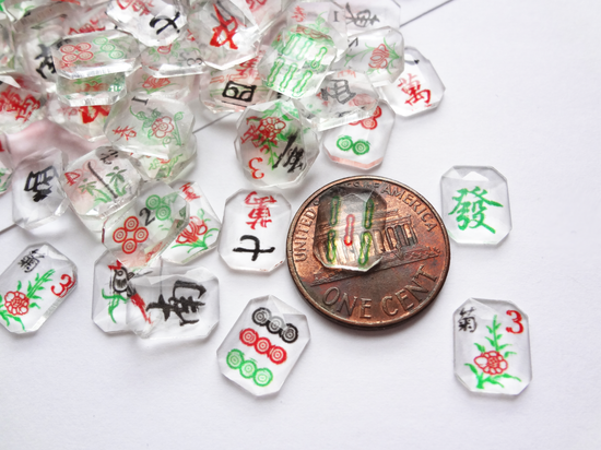 10x8mm Clear Glass 3D Mahjong Tiles