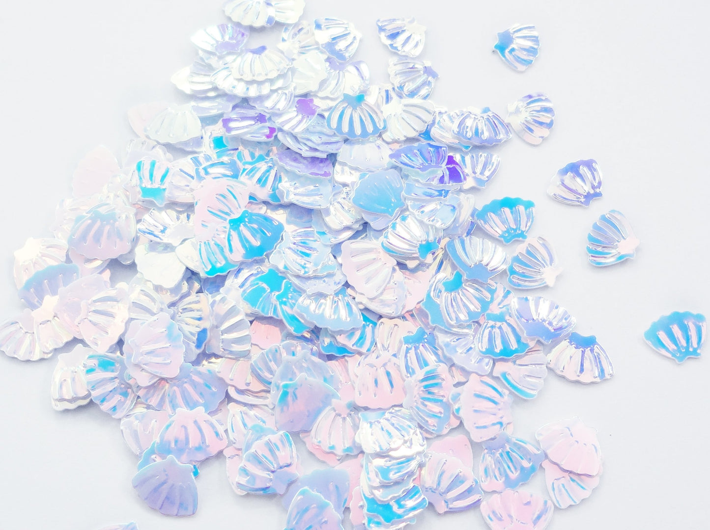 Iridescent Blue Seashell Sequins, 8x6mm