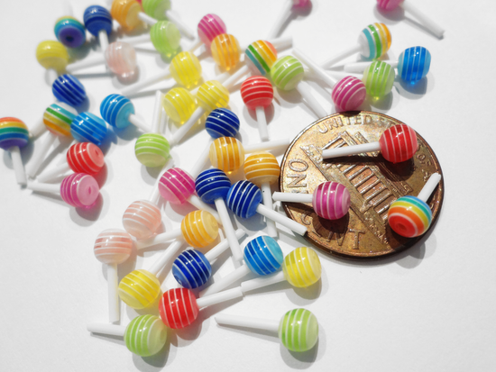 4mm x approx 10mm 3D Candy Lollipops