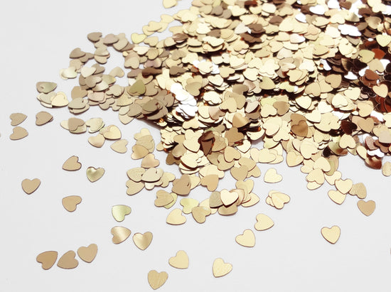 Golden Sand Heart Glitter, 3mm, Solvent Resistant Glitter