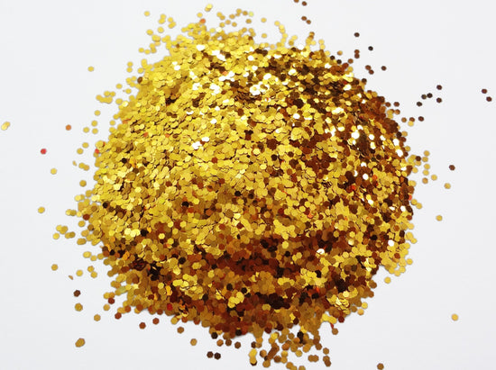 Load image into Gallery viewer, Rich Gold Loose Glitter, .040&amp;quot; Hex, 1mm, 1/24
