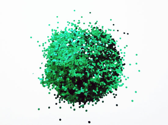 Load image into Gallery viewer, Emerald Green Loose Glitter, .060&amp;quot; Hex, 1.5mm, 1/16
