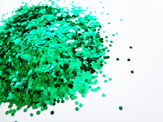 Emerald Green Loose Glitter, .060" Hex, 1.5mm, 1/16