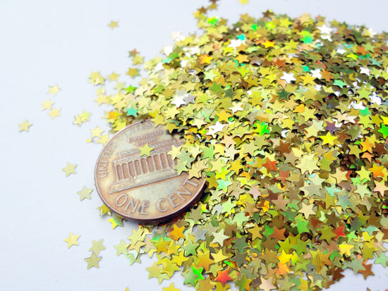 Holographic Laser Gold Star Glitter, 2.5mm