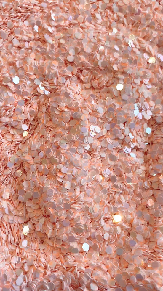 Load and play video in Gallery viewer, Iridescent Cream Peach Pink Loose Glitter, .080&amp;quot; Hex, 2mm, 1/12
