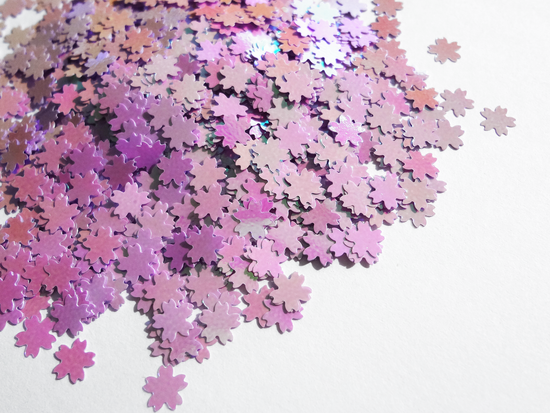 Iridescent Light Magenta Purple Cherry Blossom Flower Glitter, 5mm