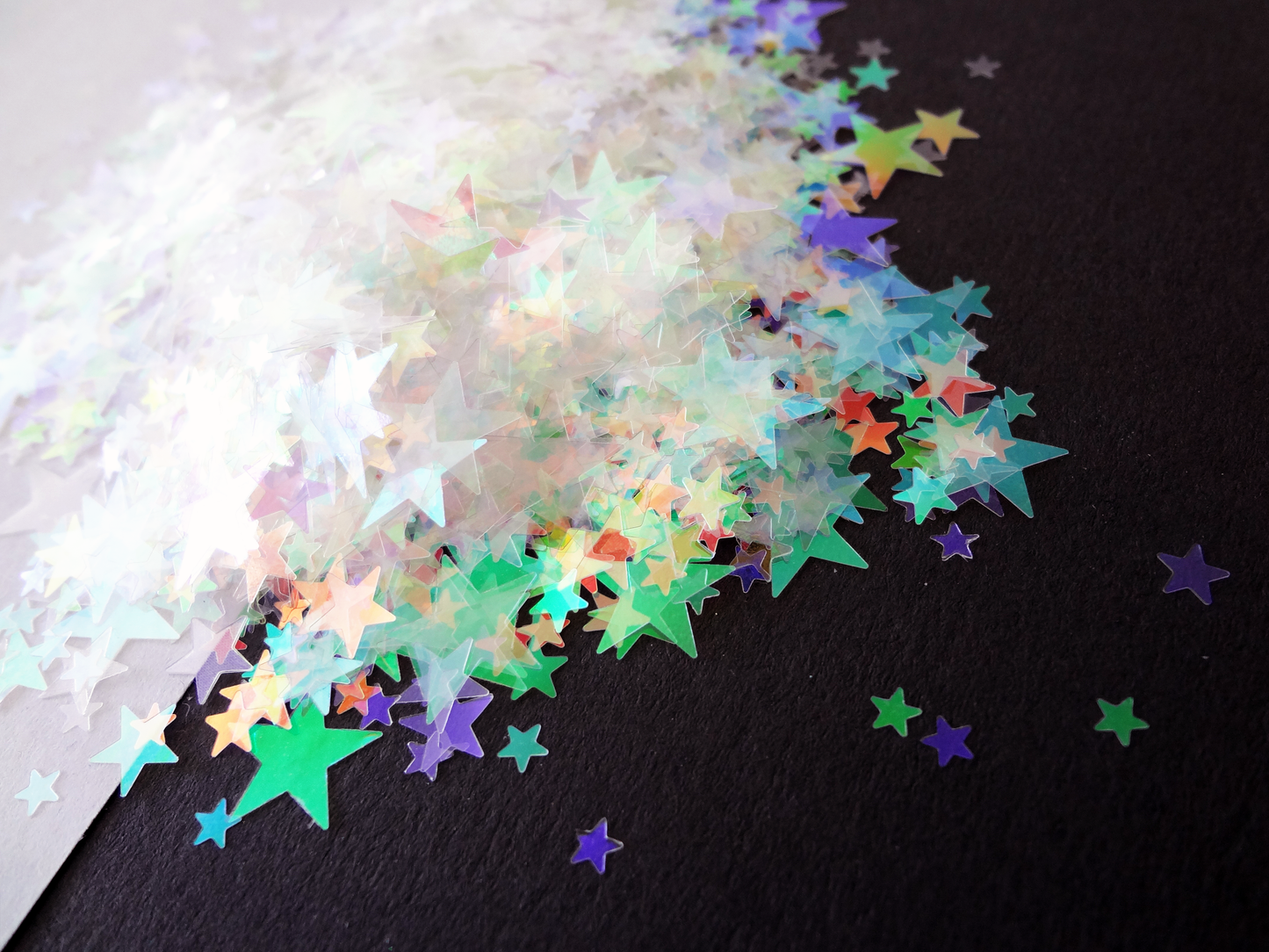 Iridescent Stars Glitter, 3mm, 4mm, 6mm and 10mm mix, Solvent Resistant Glitter