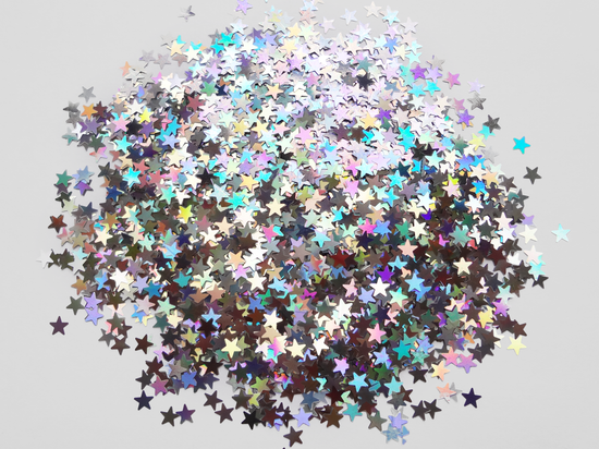 Holographic Laser Silver Star Glitter, 3mm