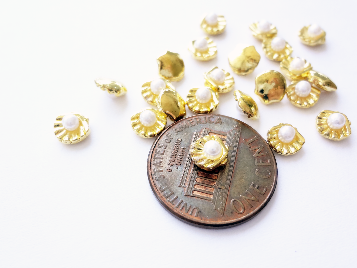 6x5mm 3D Gold Shell with Pearl