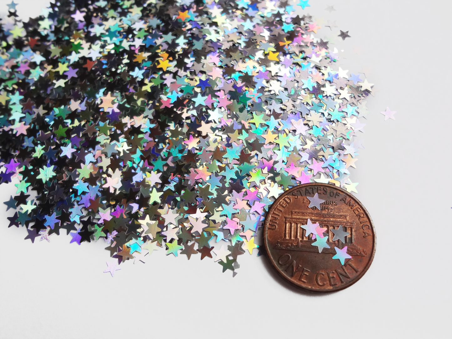 Holographic Laser Silver Star Glitter, 3mm