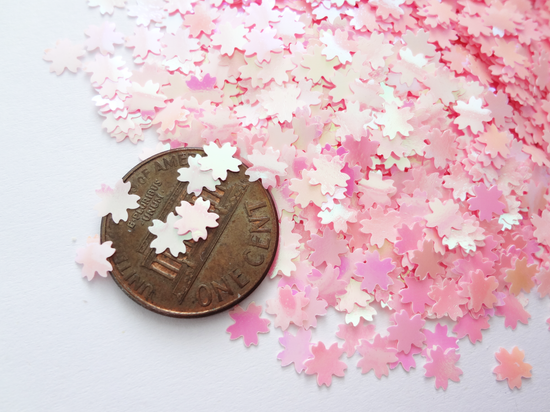 Iridescent Pink Cherry Blossom Flower Glitter, 5mm