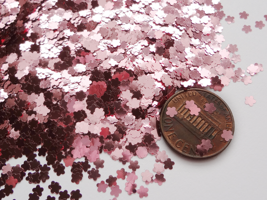 Sweet Pink Flower Shape Glitter, 3mm