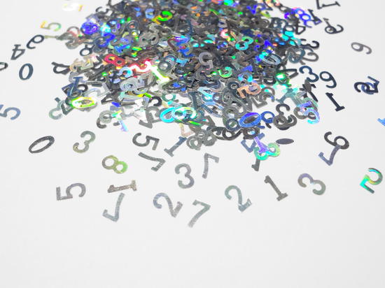 Holographic Silver Numbers Glitter, 5mm