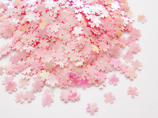 Iridescent Pink Cherry Blossom Flower Glitter, 5mm