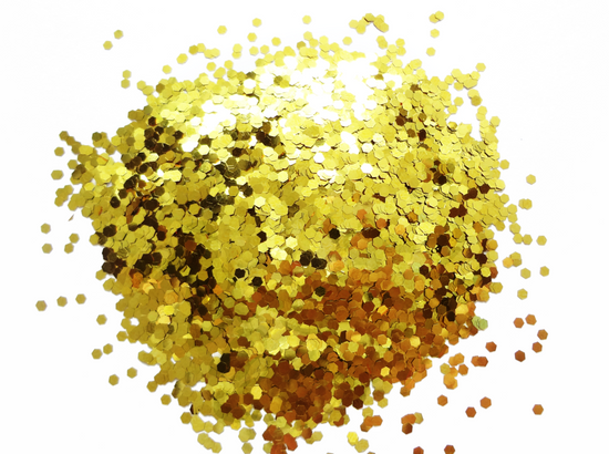 Bright Gold Loose Glitter, .060" Hex, 1.5mm, 1/16