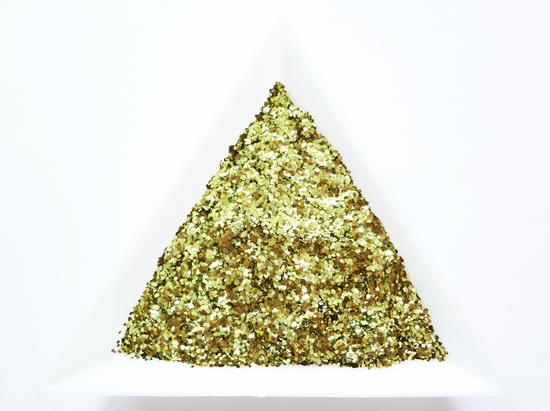 Load image into Gallery viewer, Jonquil Gold Loose Fine Glitter, .025&amp;quot; Hex, 0.6mm, 1/40 Solvent Resistant Glitter
