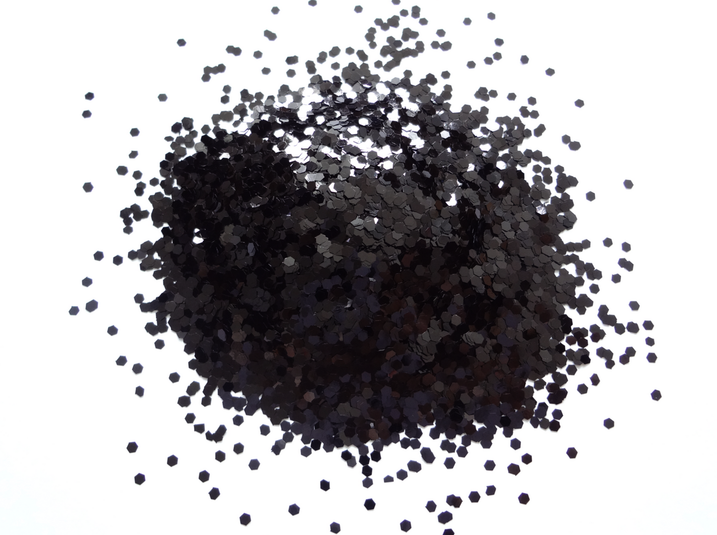 Charcoal Black Loose Glitter, .060" Hex, 1.5mm, 1/16 Solvent Resistant Glitter