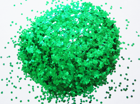 Clover Green Loose Glitter, .040" Hex, 1mm, 1/24