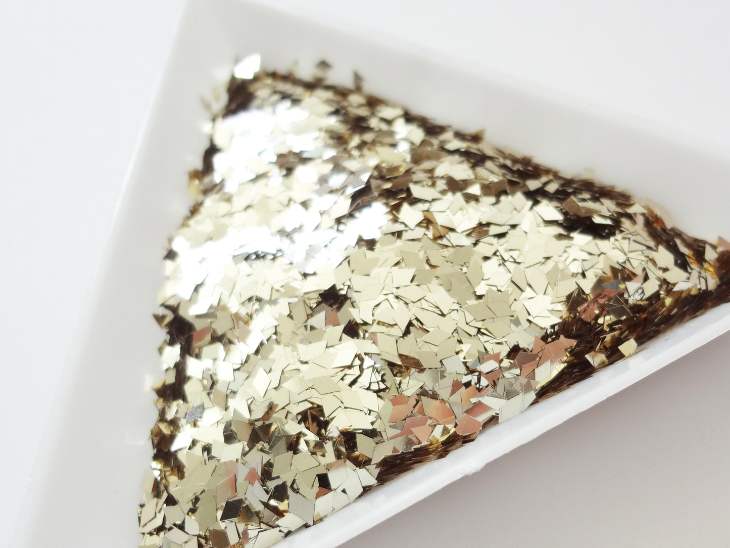 Platinum Blond Gold Diamond Shape Glitter, 3x1.5mm, Solvent Resistant Glitter