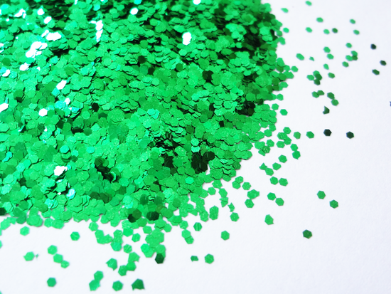 Clover Green Loose Glitter, .040" Hex, 1mm, 1/24