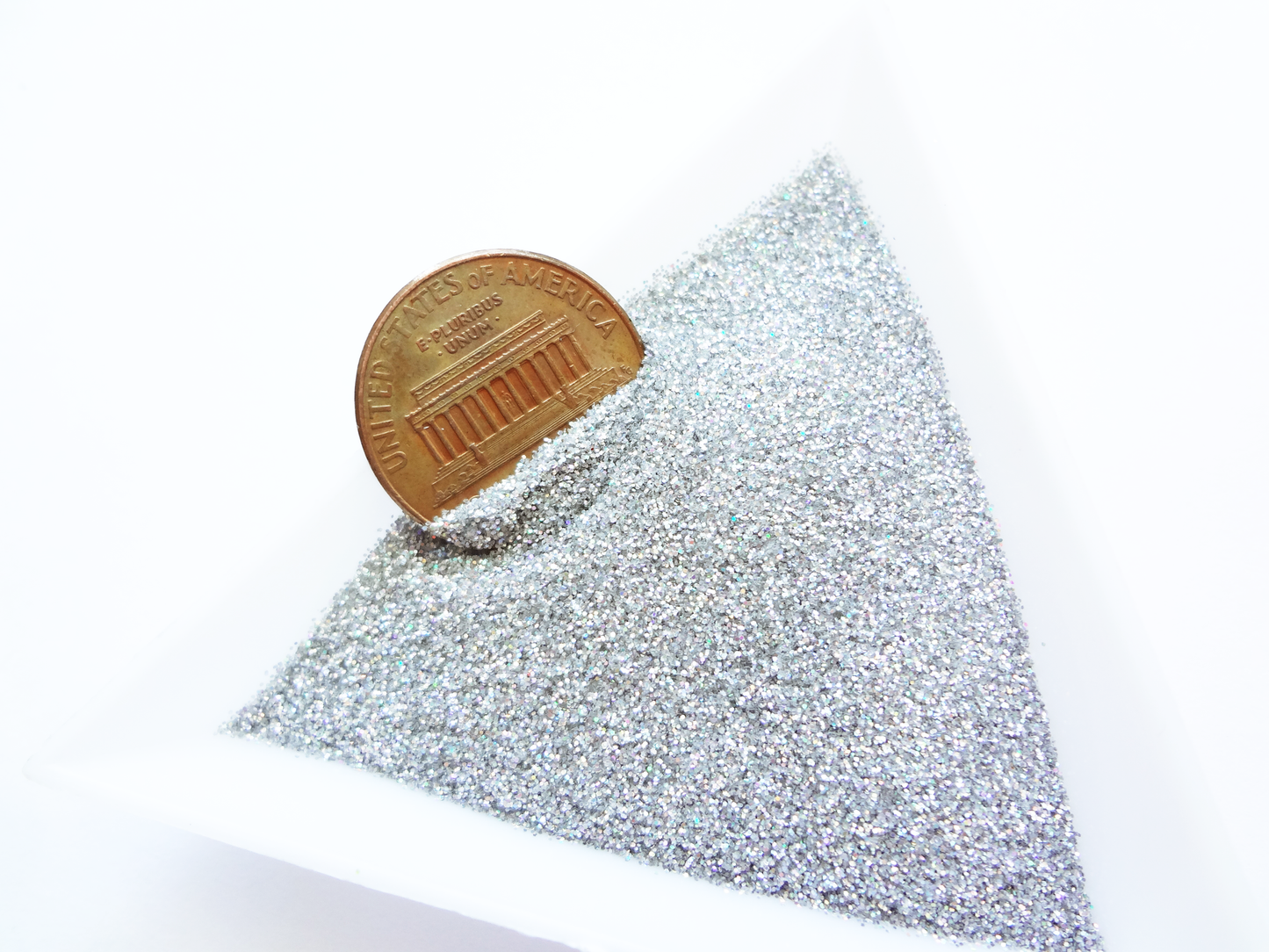 Holographic Laser Silver Loose Ultra Fine Glitter, .008" Hex, 0.2mm 1/128 Solvent Resistant Glitter