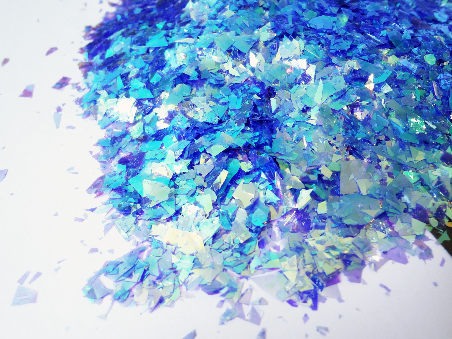 Iridescent Blue Mylar Flakes with Purple Undertones