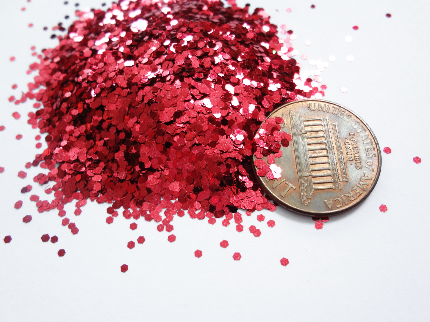 Lipstick Red Loose Glitter, .040" Hex, 1mm, 1/24