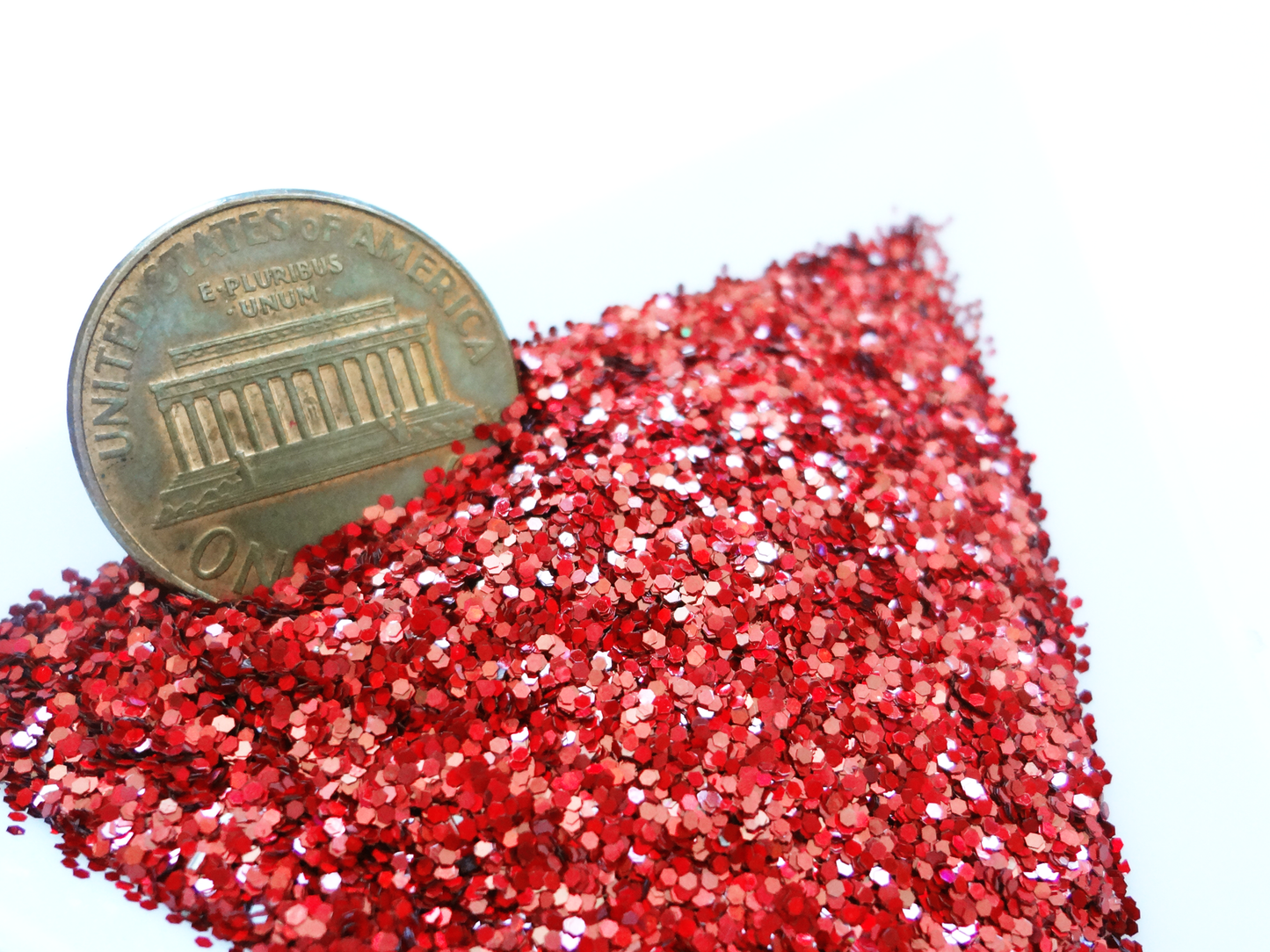 High Flash Laser Red Loose Fine Glitter, .025" Hex, 0.6mm, 1/40