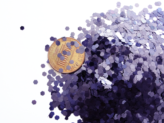 Deep Indigo Blue Loose Glitter, .080" Hex, 2mm, 1/12 Solvent Resistant Glitter