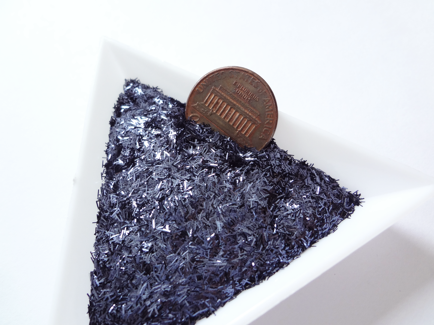Deep Indigo Blue Tinsel, 0.2x1.5mm, Solvent Resistant Glitter