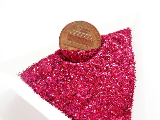 Holographic Wildberry Pink Loose Glitter, .015" Hex, 0.4mm, 1/64 Solvent Resistant Glitter