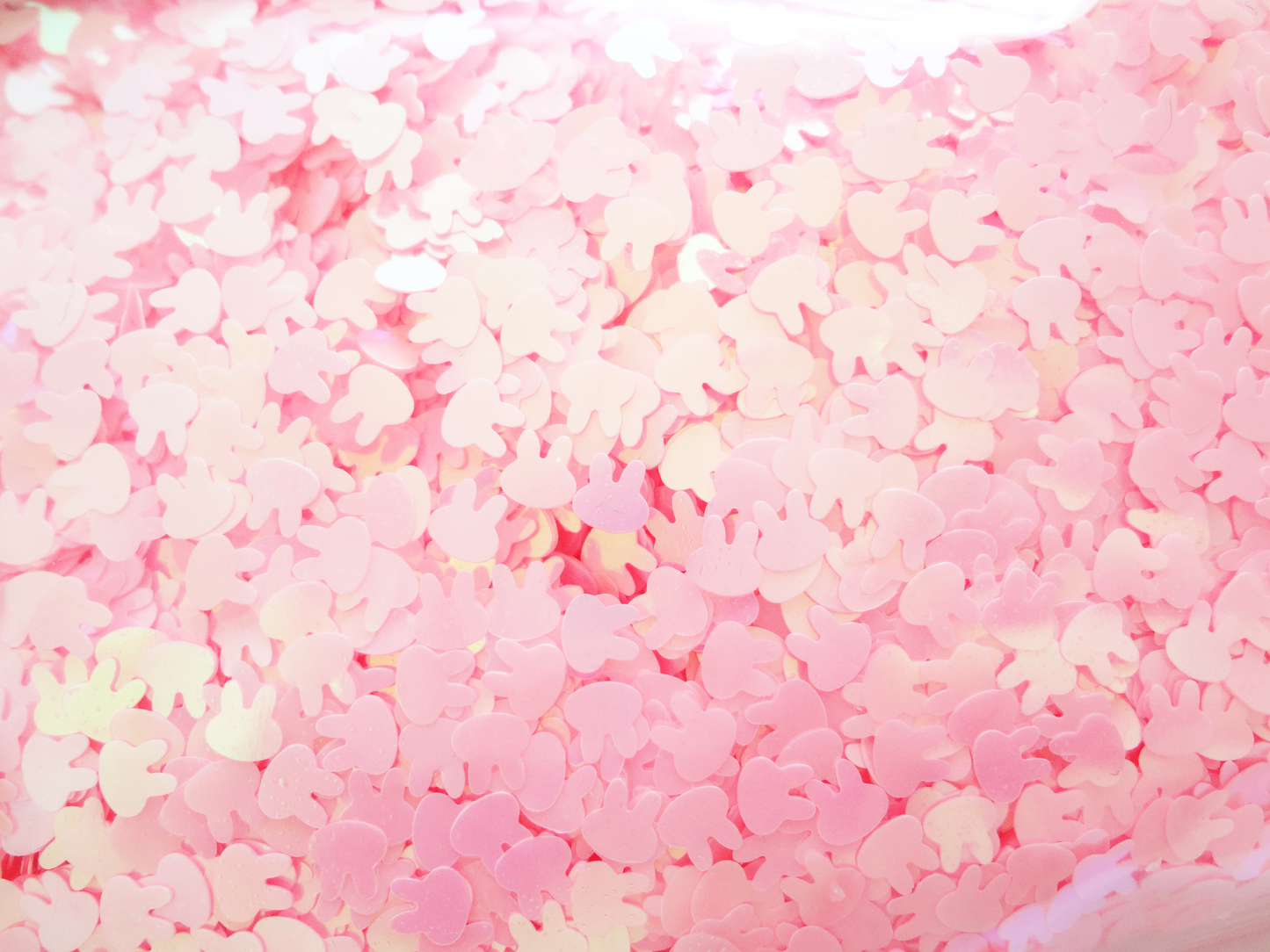 Iridescent Peach Pink Rabbit Shape Glitter, 4mm