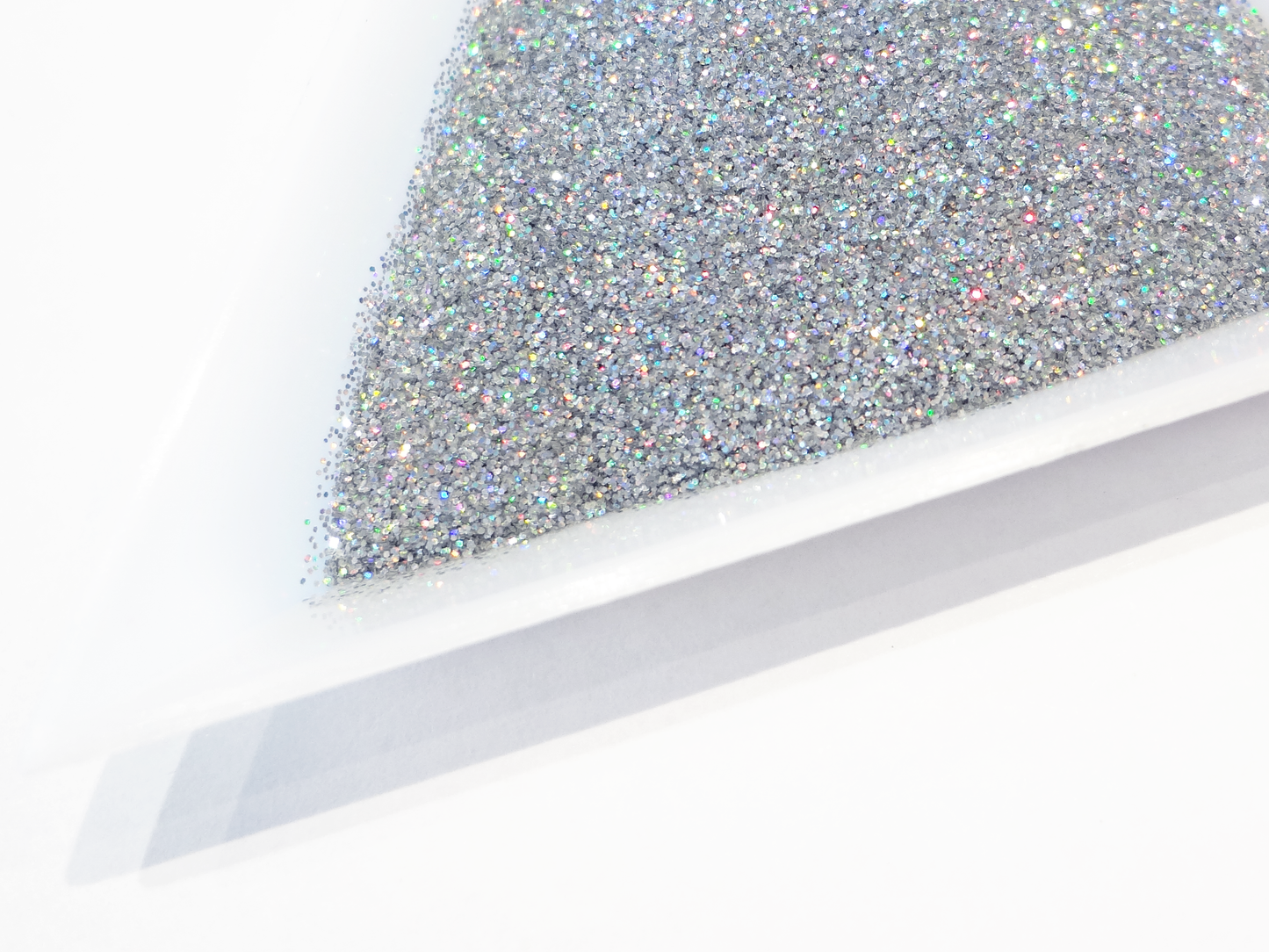 Holographic Laser Silver Loose Ultra Fine Glitter, .008" Hex, 0.2mm 1/128 Solvent Resistant Glitter