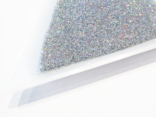 Load image into Gallery viewer, Holographic Laser Silver Loose Ultra Fine Glitter, .008&amp;quot; Hex, 0.2mm 1/128 Solvent Resistant Glitter
