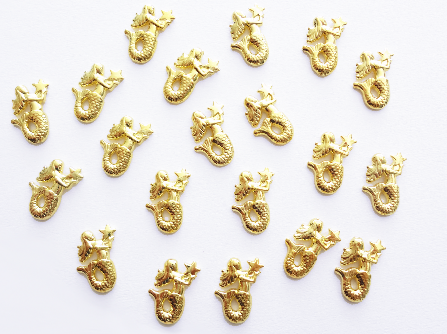 10x8mm 3D Gold Mermaid with Star