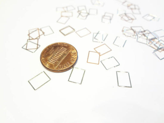 7x6mm Gold Hollow Rectangles, Nail Art Slices