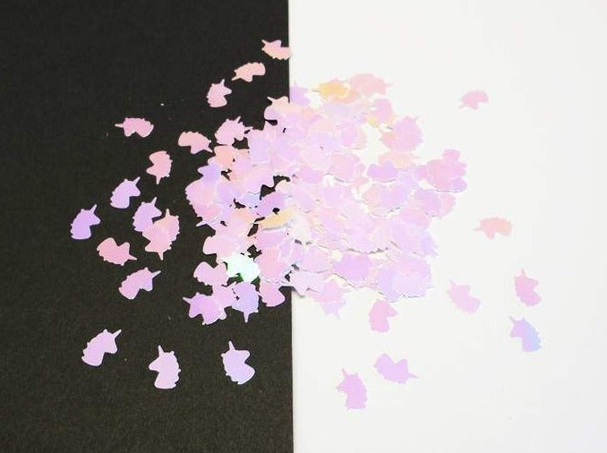 Iridescent White-Pink Unicorn Glitter, 6mm, Solvent Resistant Glitter