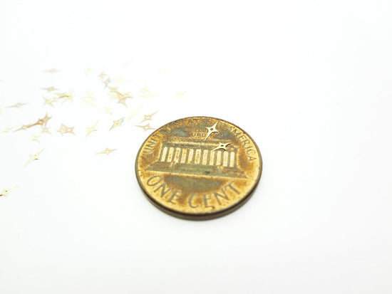 2x4mm, 2.5x5mm Gold Hollow Four Point Star, Nail Art Slices