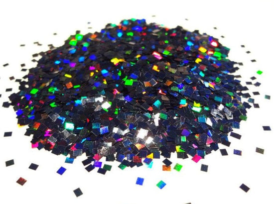 Holographic Laser Black Square Rectangle Glitter, 2mm