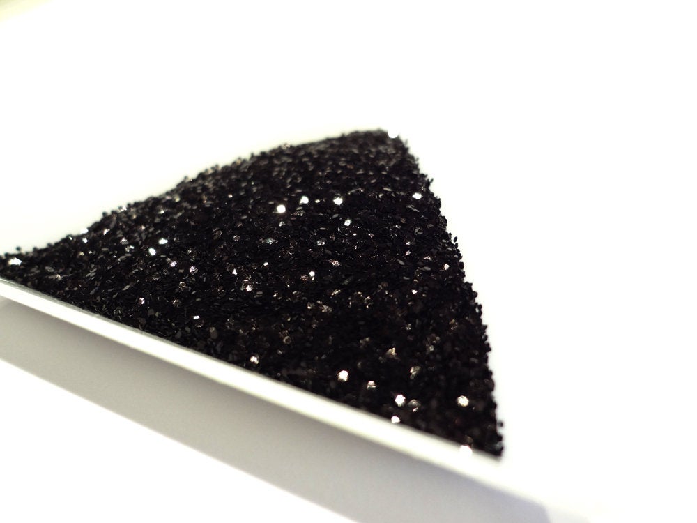 Charcoal Black Loose Fine Glitter, .025" Hex, 0.6mm, 1/40 Solvent Resistant Glitter