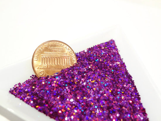 Holographic Laser Violet Loose Glitter, .025" Hex, 0.6mm, 1/40 Solvent Resistant Glitter