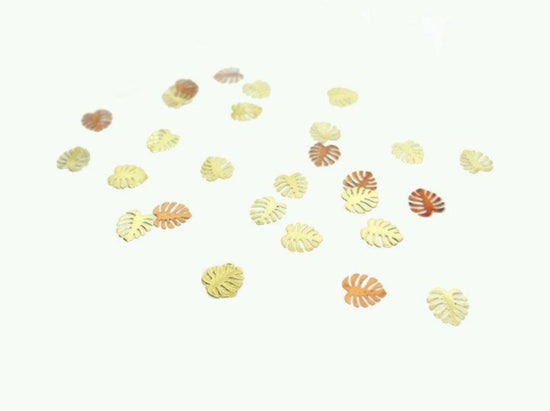 4mm Gold Monstera Leaf, Nail Art Slices